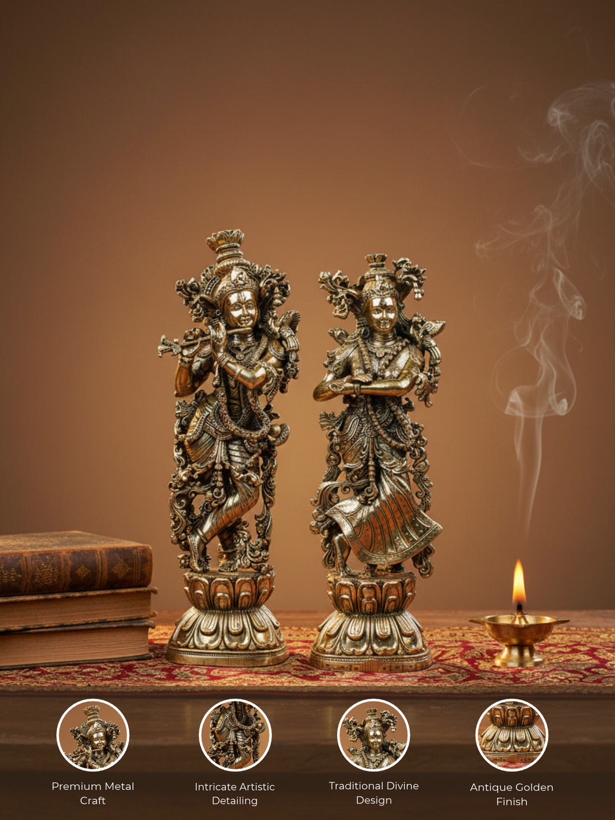 Exquisite Radha Krishna Ashtadhatu Idol Set Premium Tall Energised Divine Couple Murti