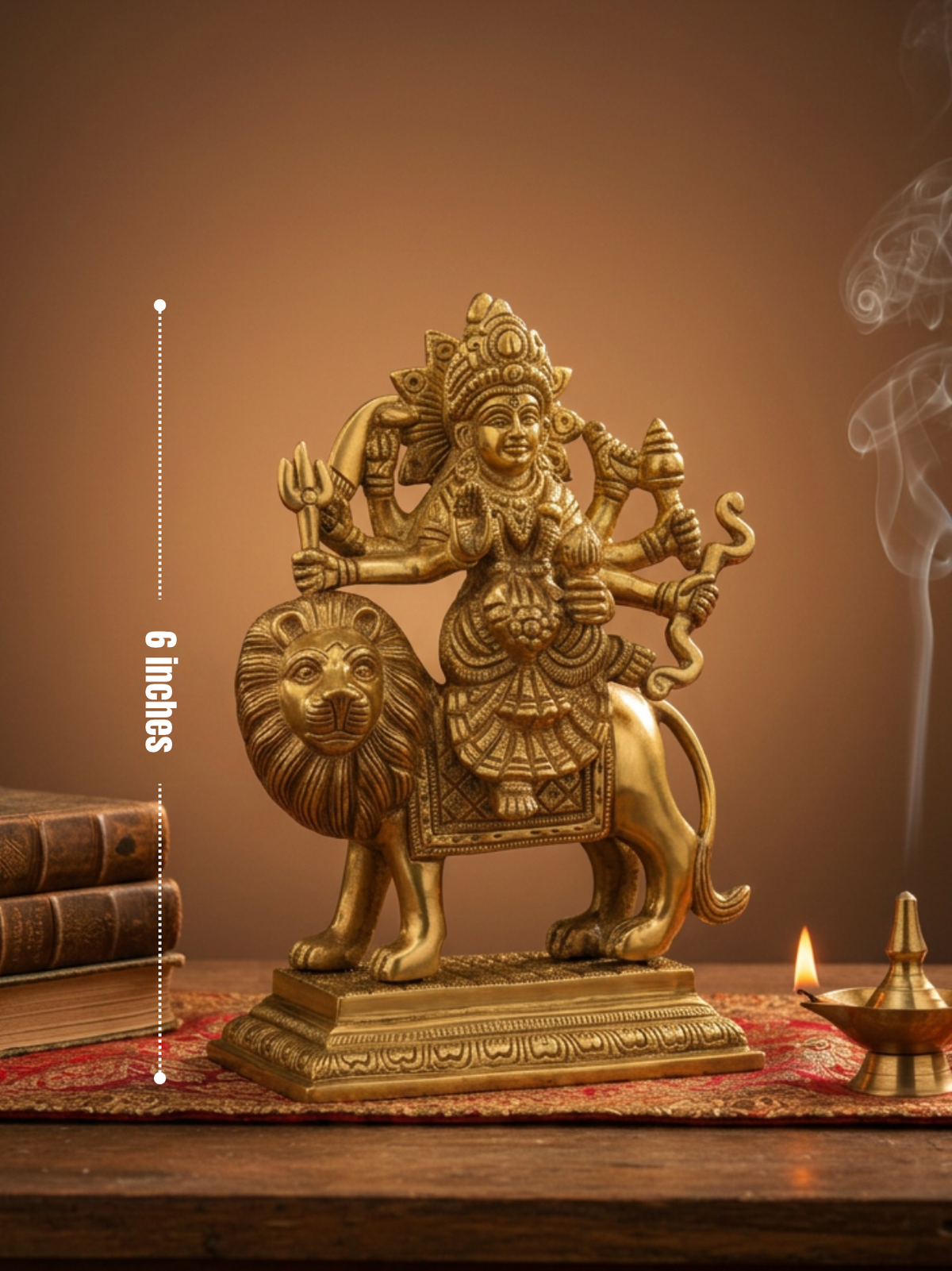 Durga Shakti Brass Murti 6 Inch Handcrafted Idol for Home Temple
