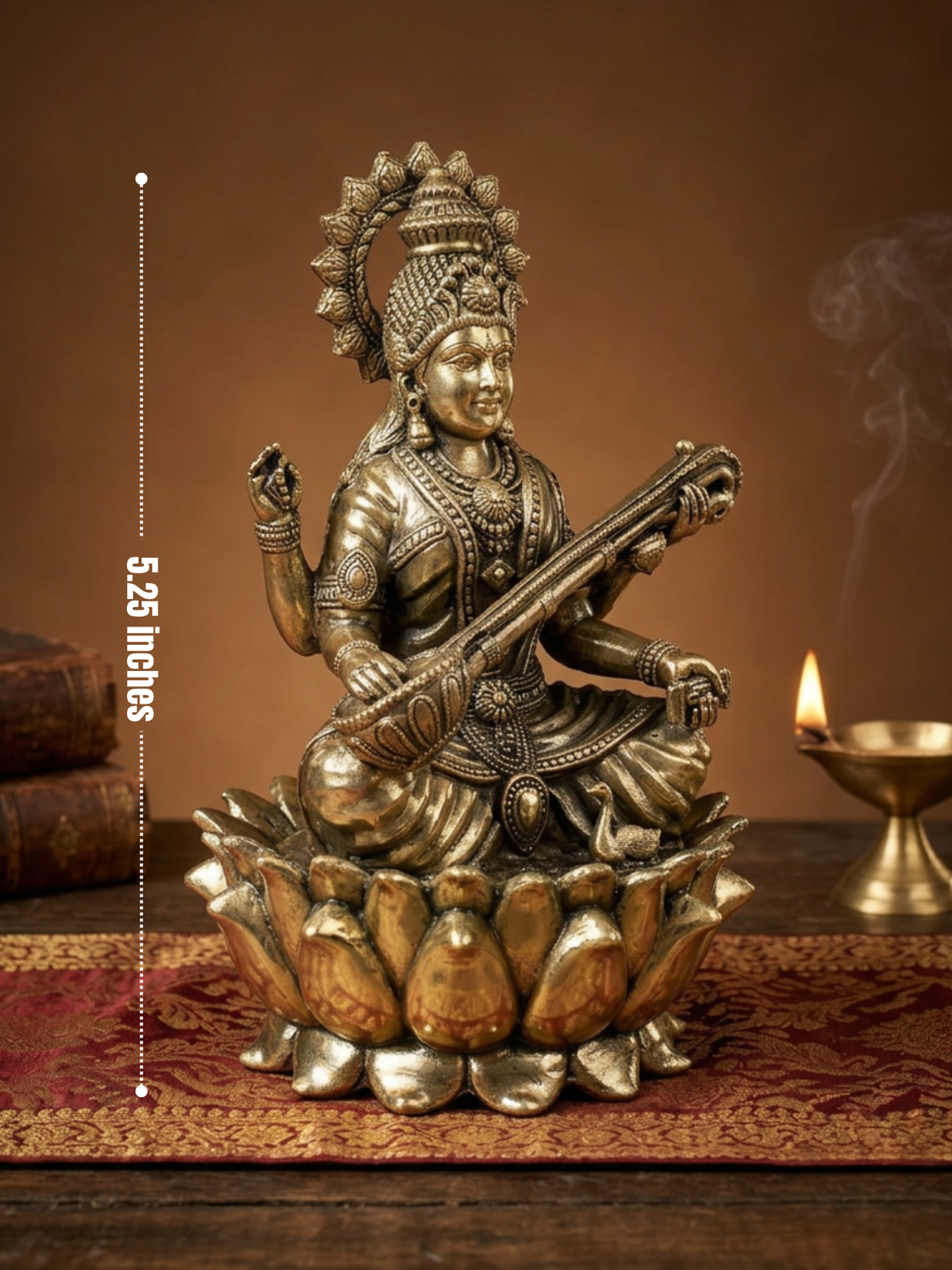Kamal Saraswati Devi Ashtadhatu Idol | Goddess Saraswati on Lotus Energised Murti
