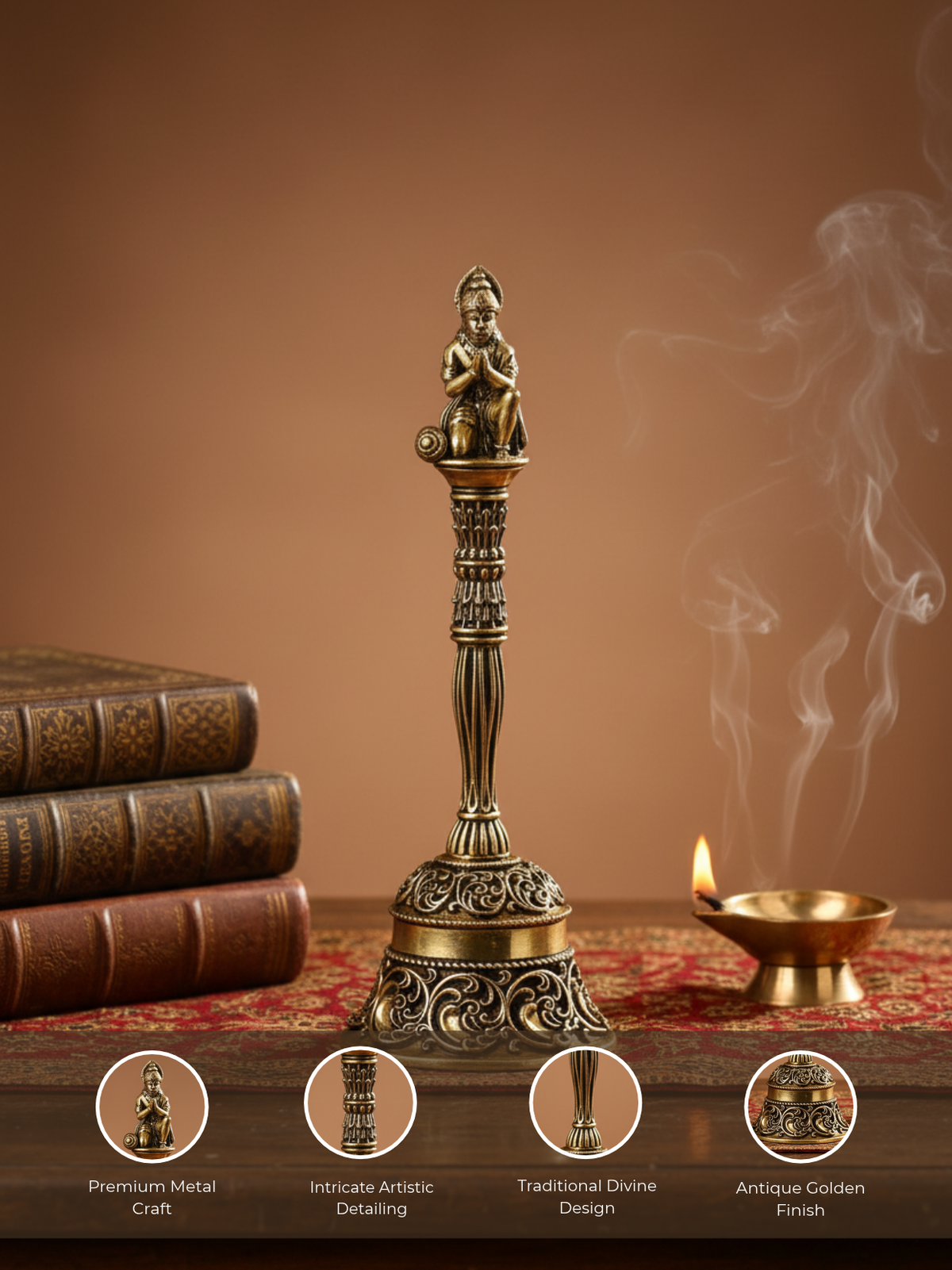 Ashtadhatu Hanuman Puja Ghanti Sacred Bell for Pooja and Home Mandir