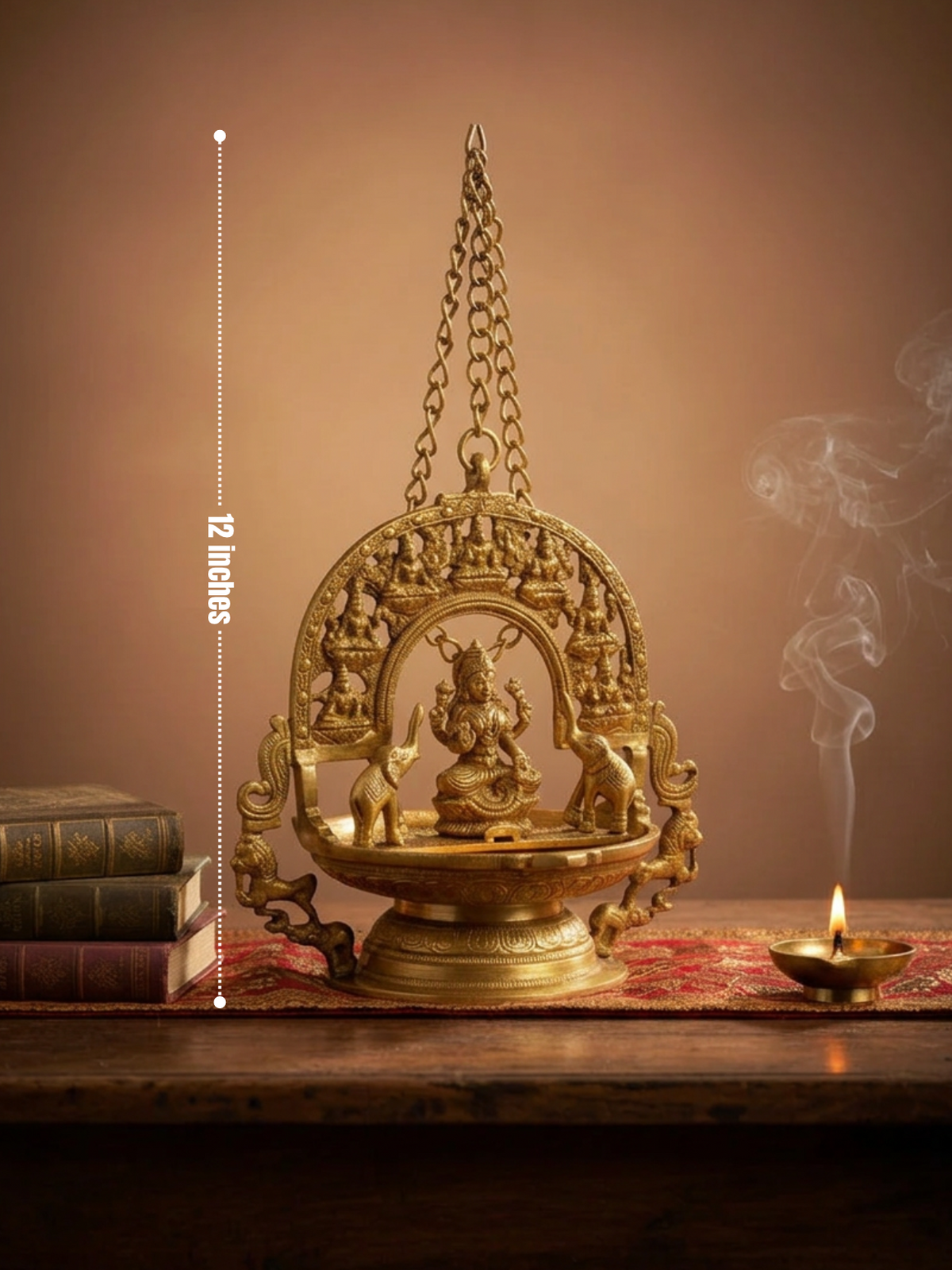 Hanging Gajalakshmi with Shree Yantra Brass Idol 12 Inch Grand Sacred Wall Installation for Home Temple and Corporate Office