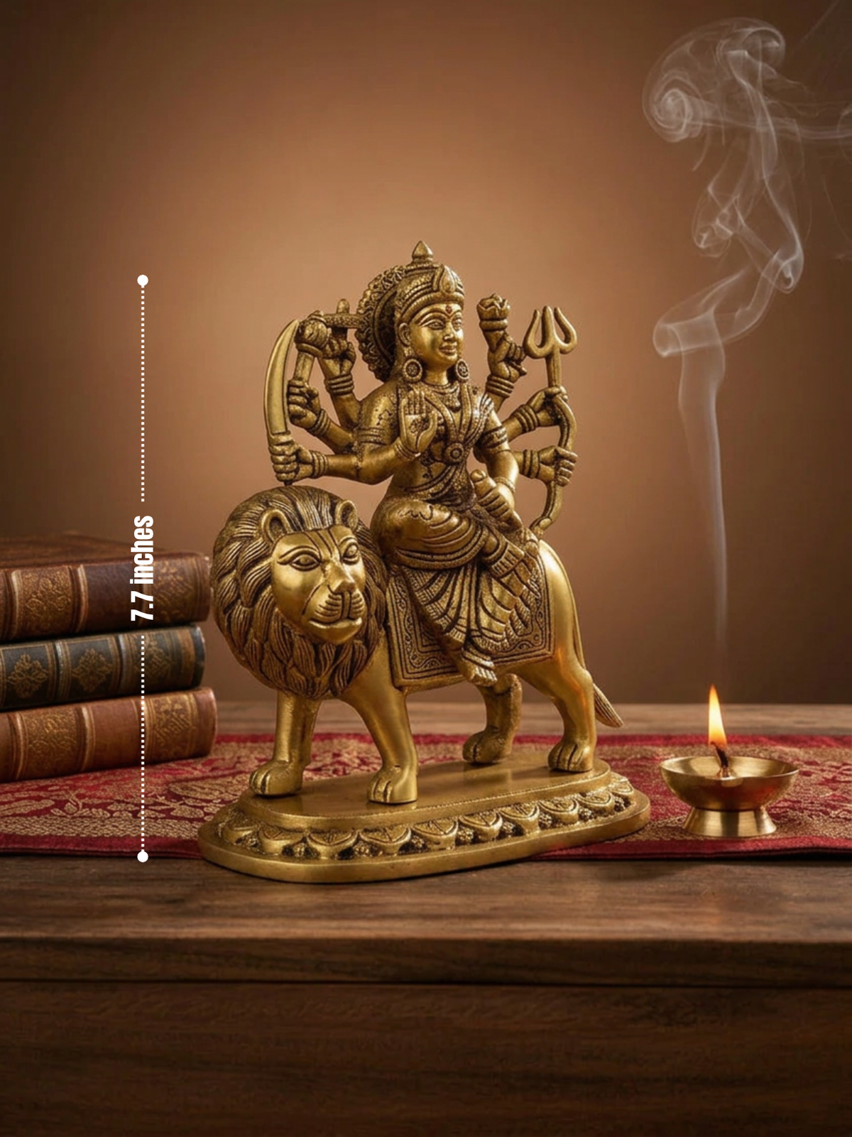 Durga Maa Brass Statue 7.7 Inch Premium Handcrafted Idol for Home Temple