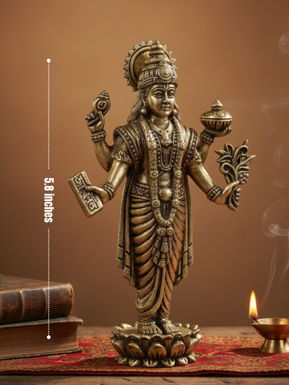 Dhanvantri Ashtadhatu Idol Large 5.8 Inches Energised Eight-Metal Sacred Murti