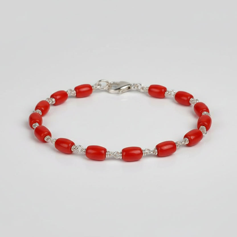 Cylindrical Coral Bracelet in Pure Silver (I)