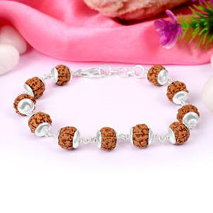 Rare 5 Mukhi Semi Chikna Bracelet (11 mm)-Silver Balls
