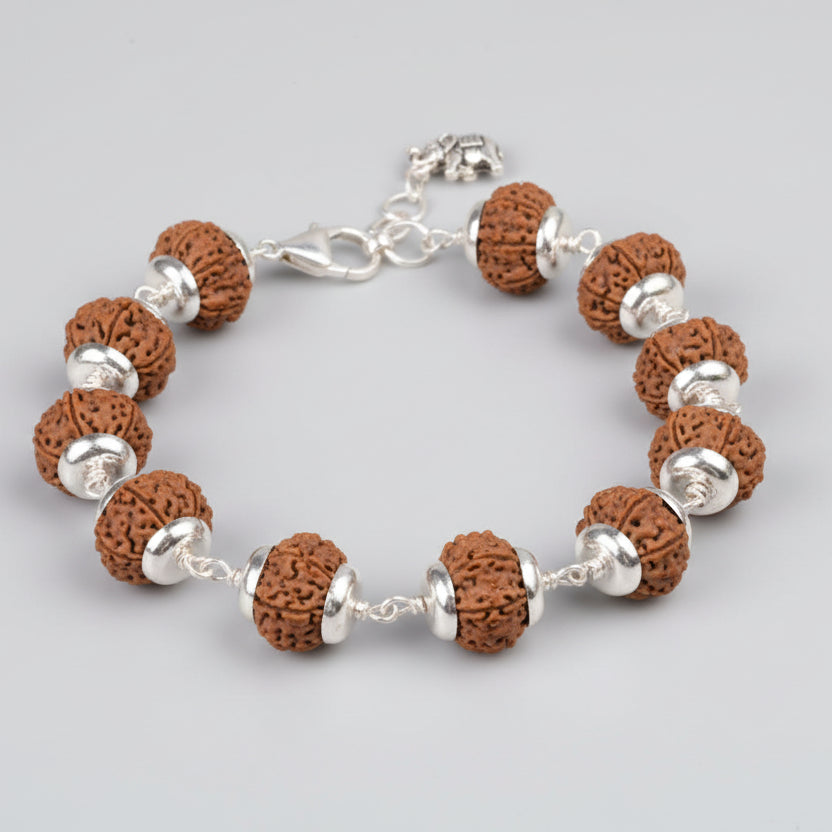 13 Mukhi Kamadeva Wrist Java Bracelet-Woolen Spacers