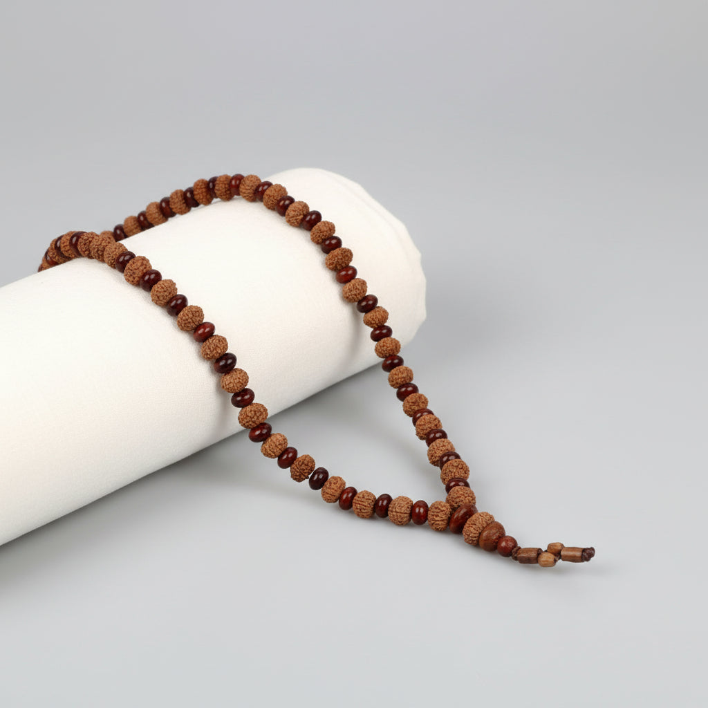 7 Mukhi Mahalaxmi Mala from Java with Red Sandalwood Beads
