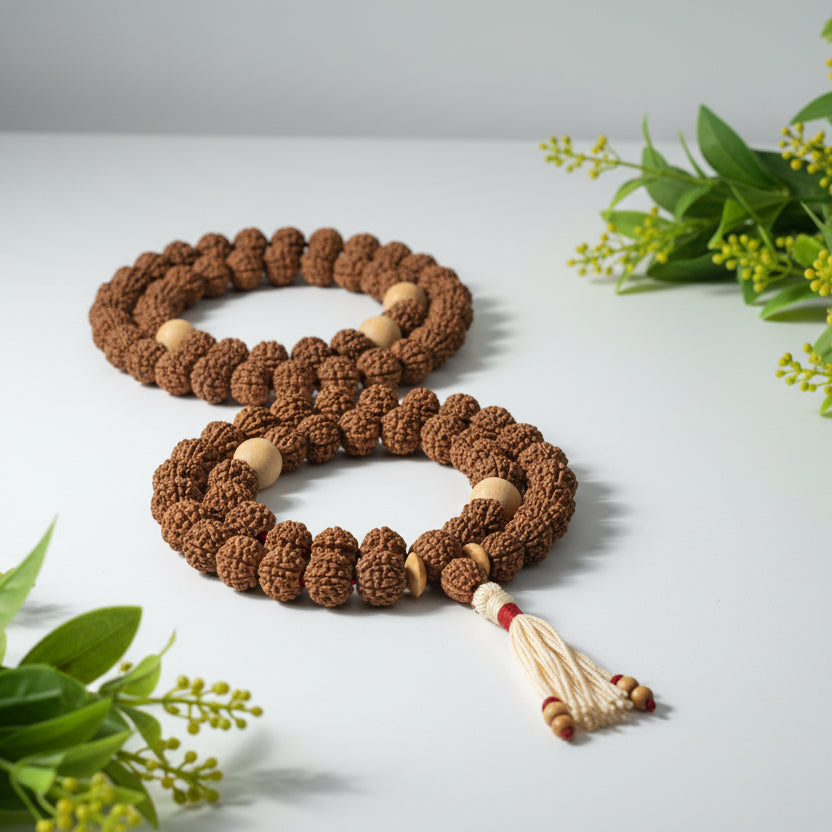 8 Mukhi Ganesh Mala from Java with Sandalwood Beads