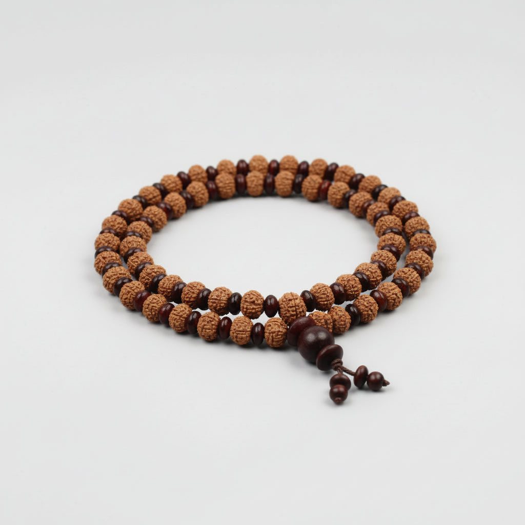 9 Mukhi Durga Mala from Java with Red Sandalwood Beads
