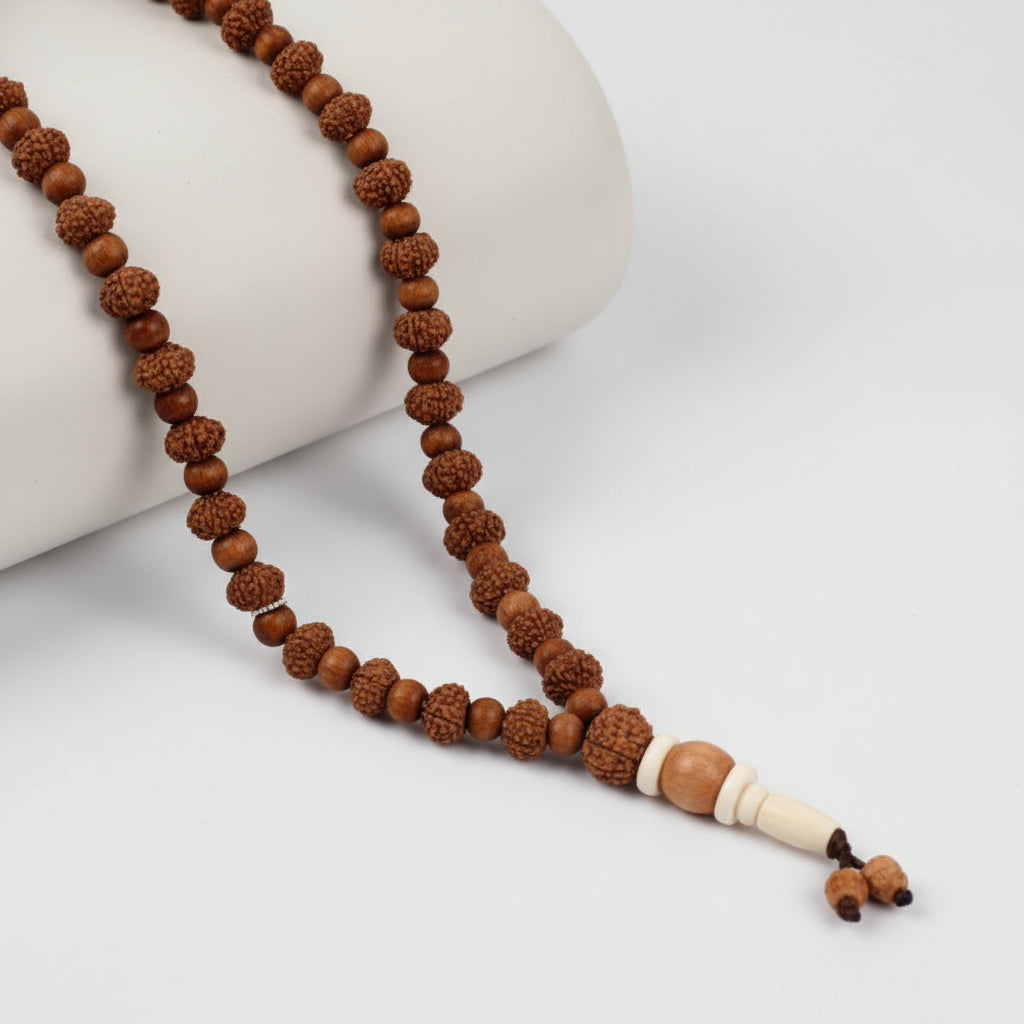 9 Mukhi Durga Mala from Java with Sandalwood Beads