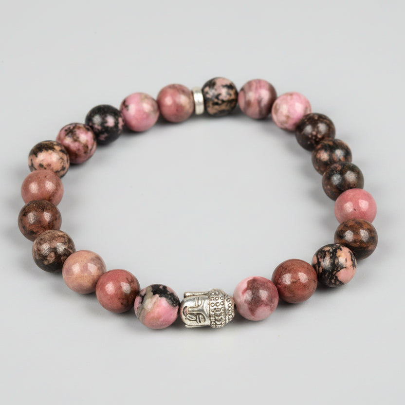 Dark Pink Opal Buddha Charm Bracelet