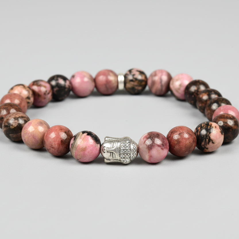 Dark Pink Opal Buddha Charm Bracelet