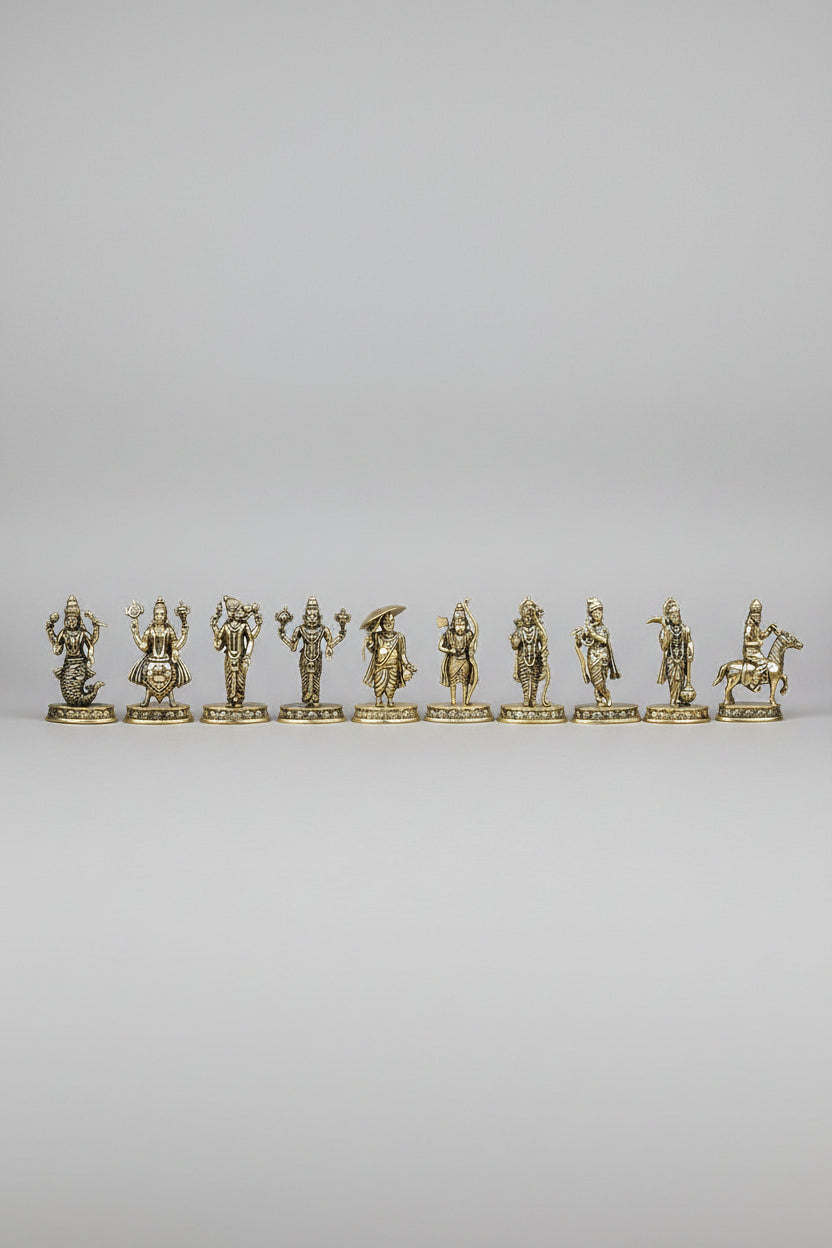 Dashavatar Ashtadhatu Idols Set All 10 Avatars of Lord Vishnu