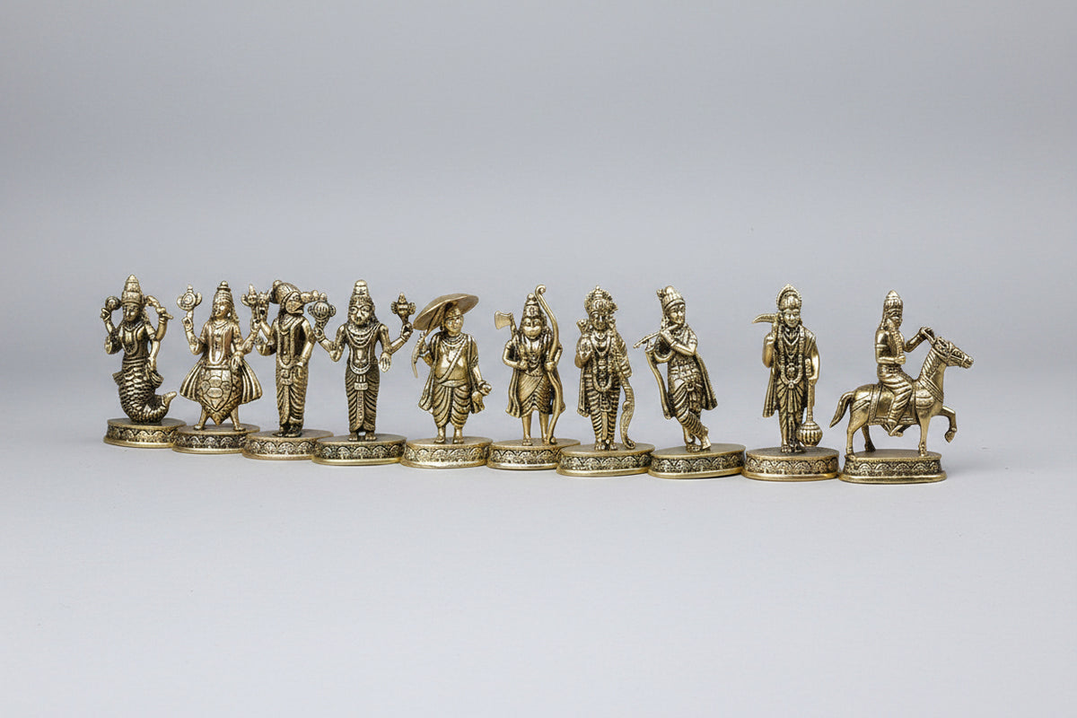 Dashavatar Ashtadhatu Idols Set All 10 Avatars of Lord Vishnu mani monk