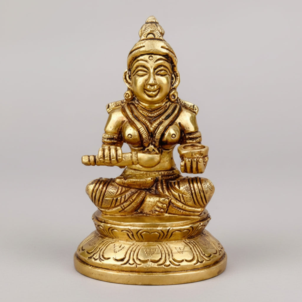 Devi Annapurna Brass Murti 4 Inch Goddess of Food and Nourishment Pure Brass Idol