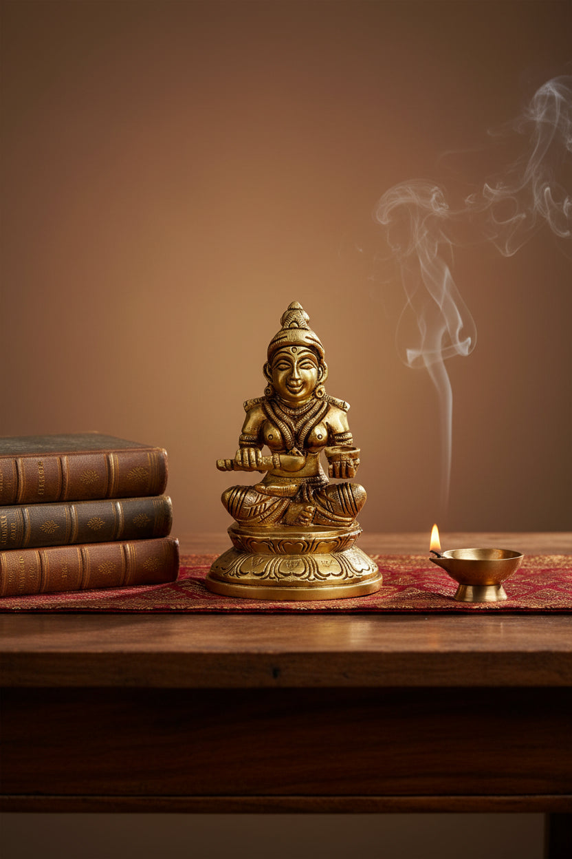 Devi Annapurna Brass Murti 4 Inch Goddess of Food and Nourishment Pure Brass Idol