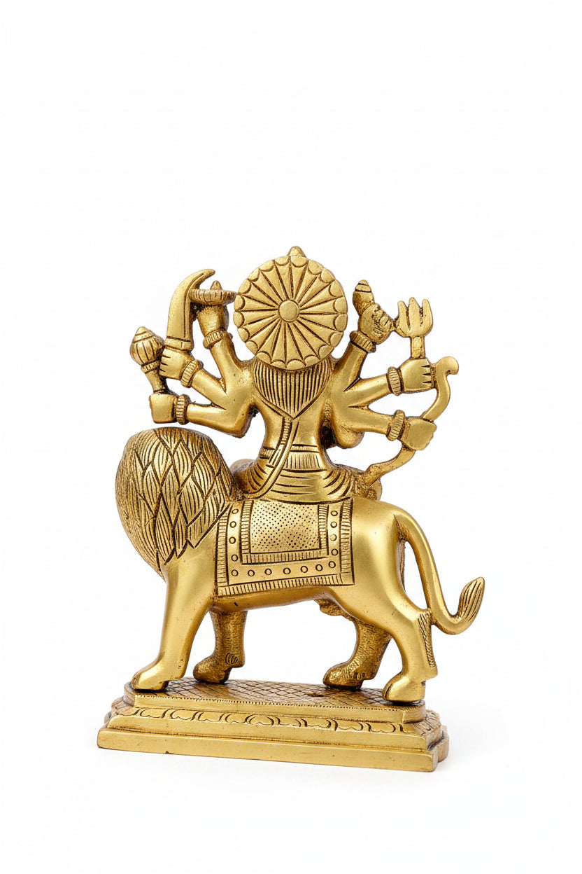 Devi Durga Brass Murti Handcrafted 5 Inch Idol for Home Temple and Puja - ManiMonk