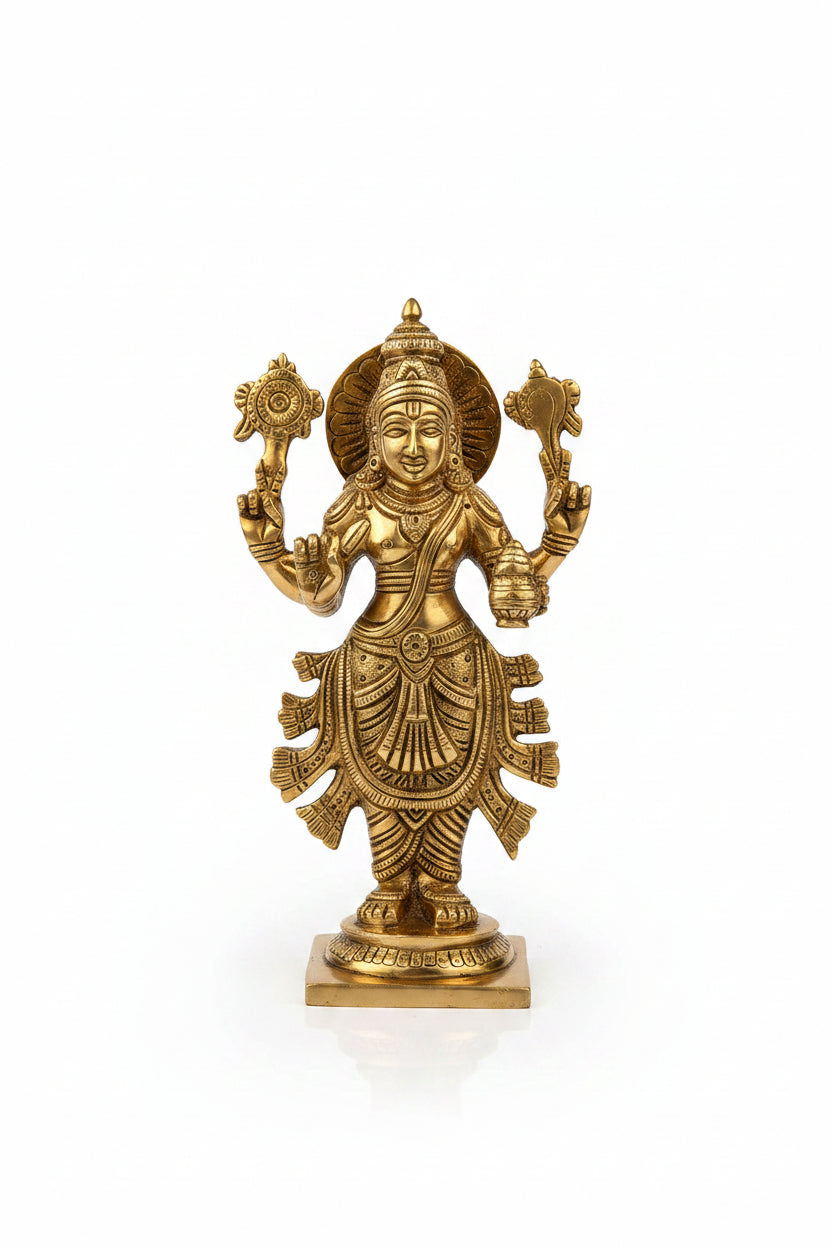 Dhanvantari Brass Murti 7.5 Inch Handcrafted God of Ayurveda Idol for Home Puja Mandir and Wellness Gifting