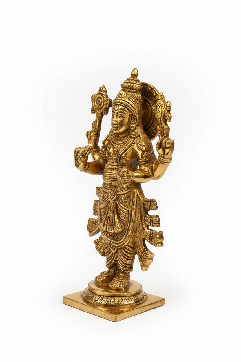 Dhanvantari Brass Murti 7.5 Inch Handcrafted God of Ayurveda Idol for Home Puja Mandir and Wellness Gifting