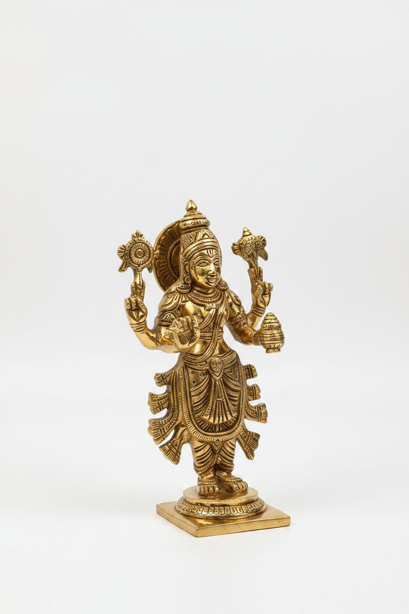 Dhanvantari Brass Murti 7.5 Inch Handcrafted God of Ayurveda Idol for Home Puja Mandir and Wellness Gifting