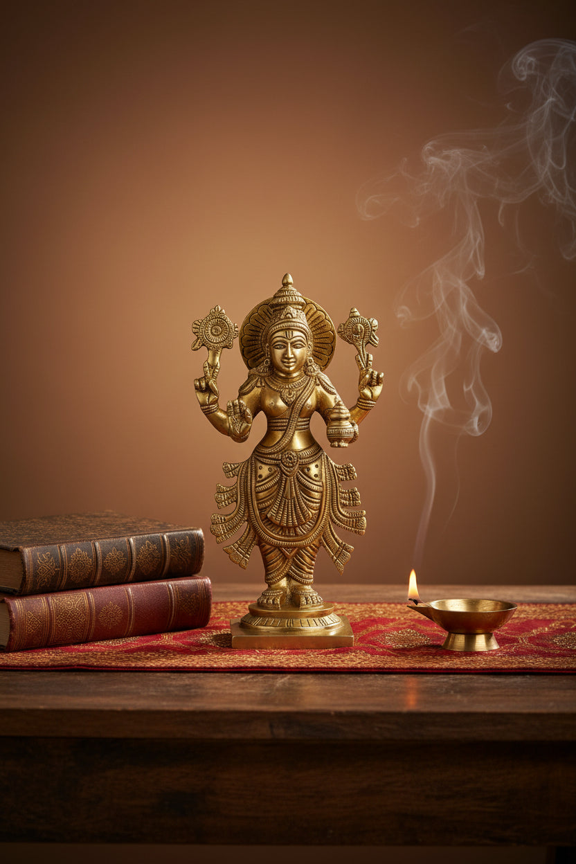 Dhanvantari Brass Murti 7.5 Inch Handcrafted God of Ayurveda Idol for Home Puja Mandir and Wellness Gifting