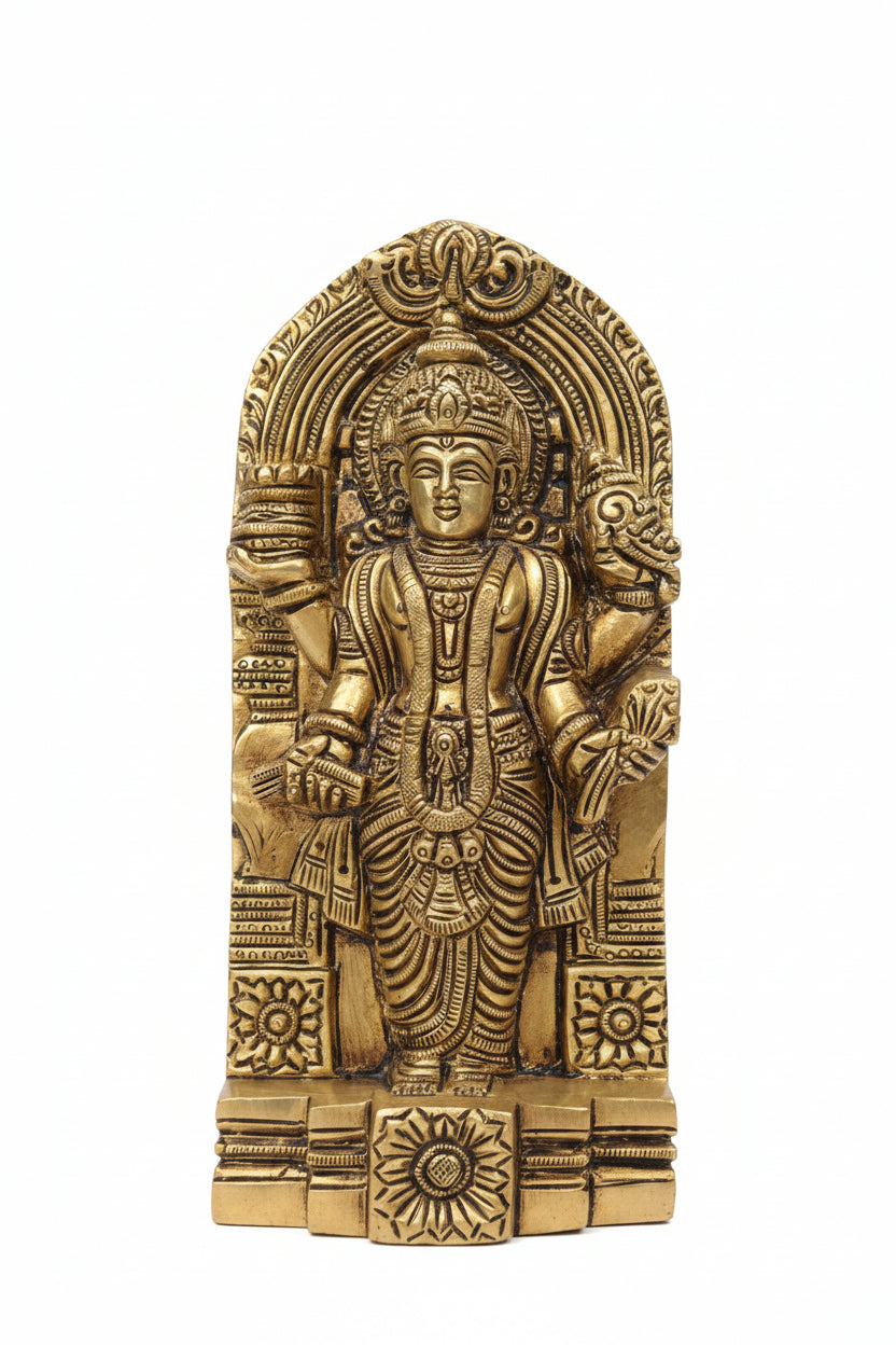 Dhanvantri Wall Hanging Brass Idol Handcrafted Pure Brass Lord Dhanvantari Relief Plaque for Home Mandir