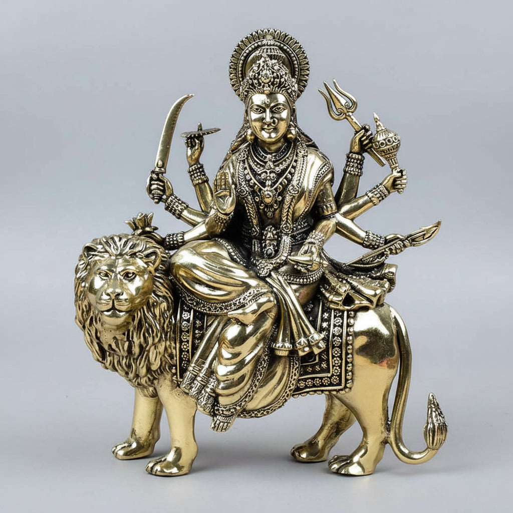 Durga Devi Ashtadhatu Idol Large Energised Maa Durga Mahishasuramardini Murti