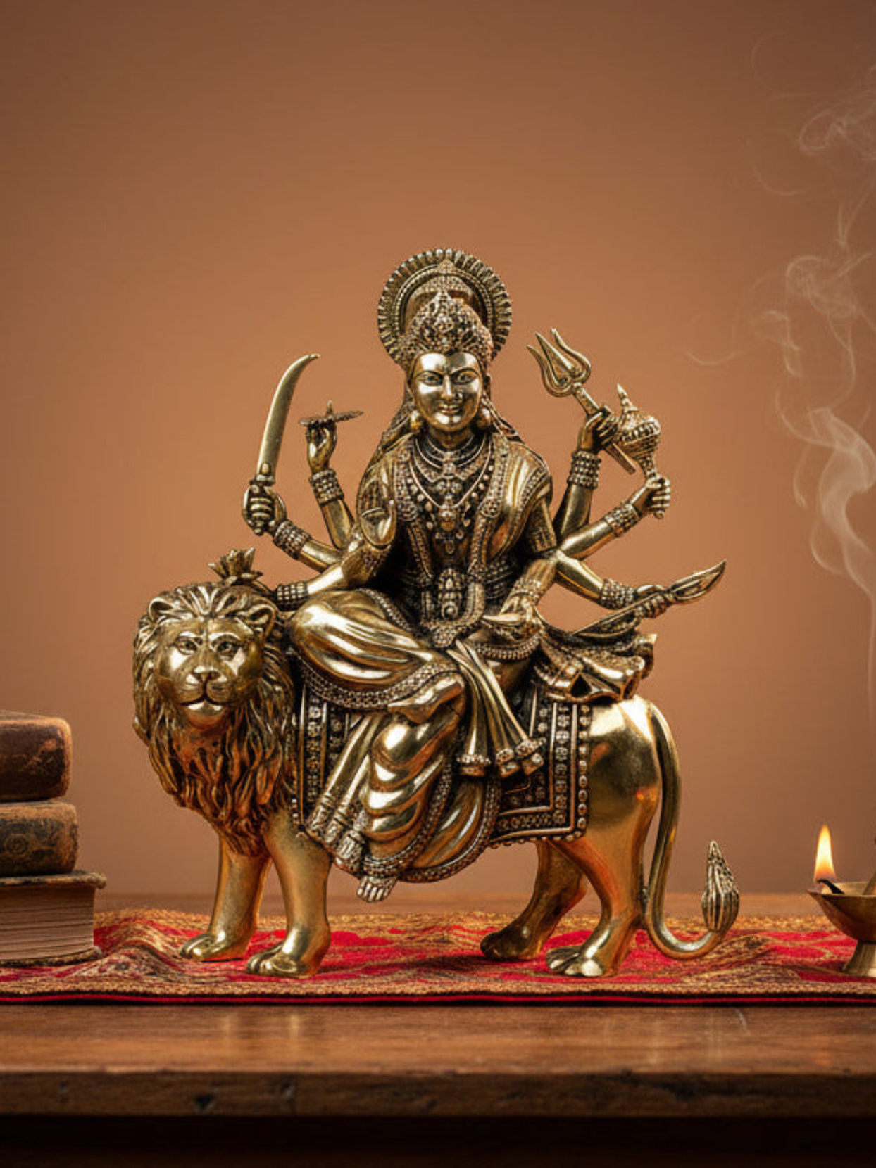 Durga Devi Ashtadhatu Idol Large Energised Maa Durga Mahishasuramardini Murti