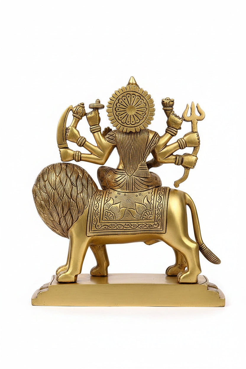 Durga Maa Brass Statue 7.7 Inch Premium Handcrafted Idol for Home Temple - ManiMonk