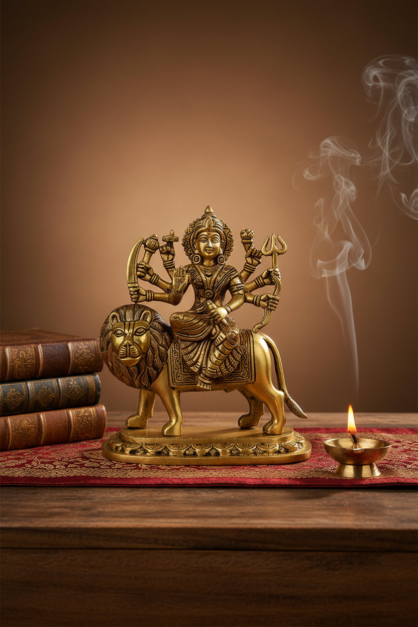 Durga Maa Brass Statue 7.7 Inch Premium Handcrafted Idol for Home Temple