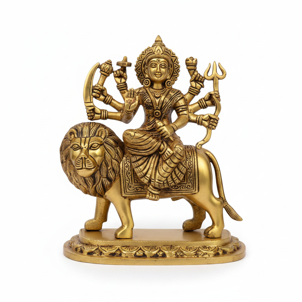 Durga Maa Brass Statue 7.7 Inch Premium Handcrafted Idol for Home Temple