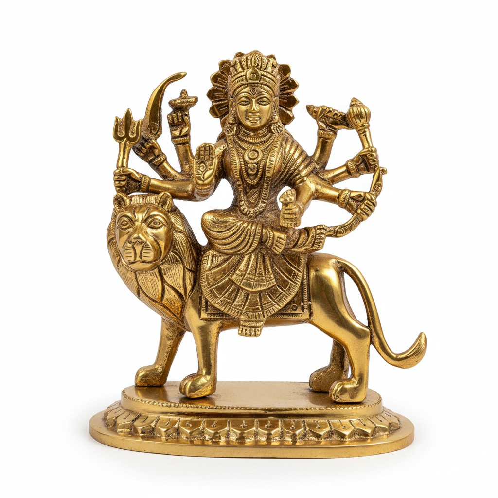 Durga Mata Brass Murti 5.5 Inch Handcrafted Idol for Home Temple Puja
