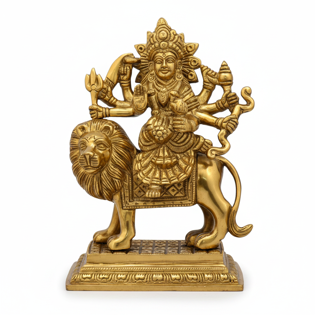 Durga Shakti Brass Murti 6 Inch Handcrafted Idol for Home Temple