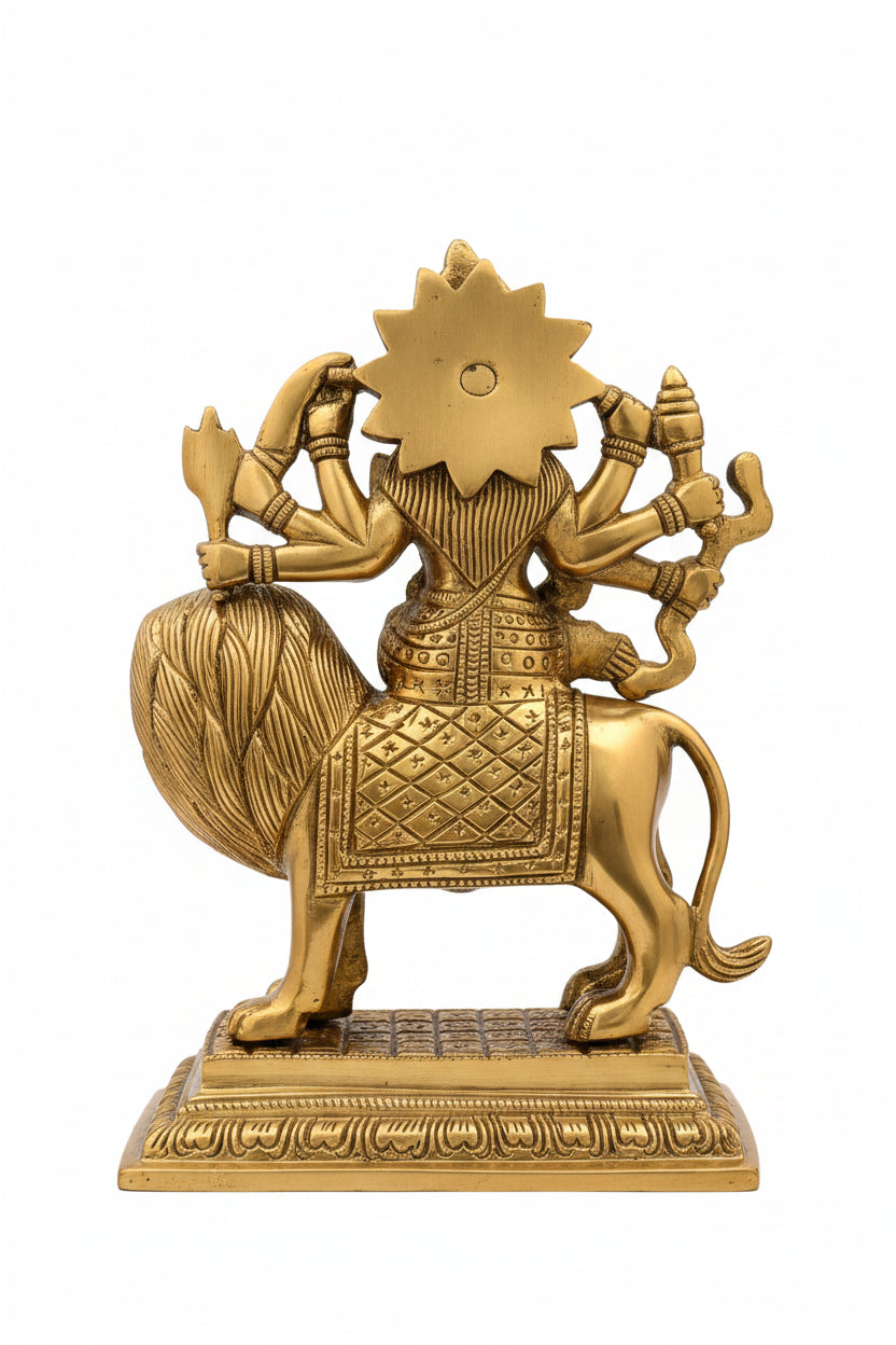 Durga Shakti Brass Murti 6 Inch Handcrafted Idol for Home Temple - ManiMonk