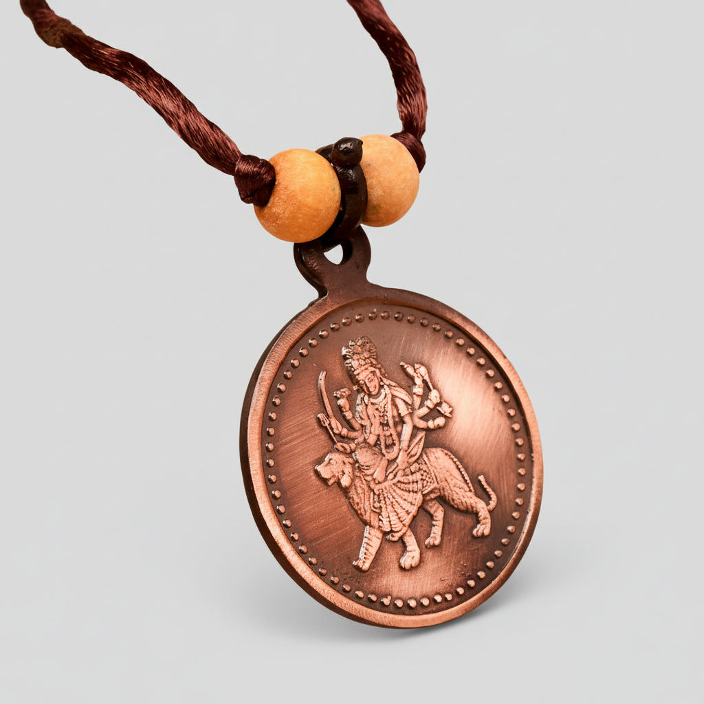 Durga Yantra Locket Copper-Small-With Thread