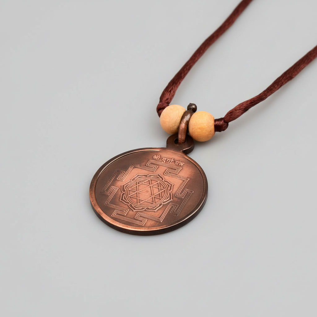 Durga Yantra Locket Copper-Small-With Thread