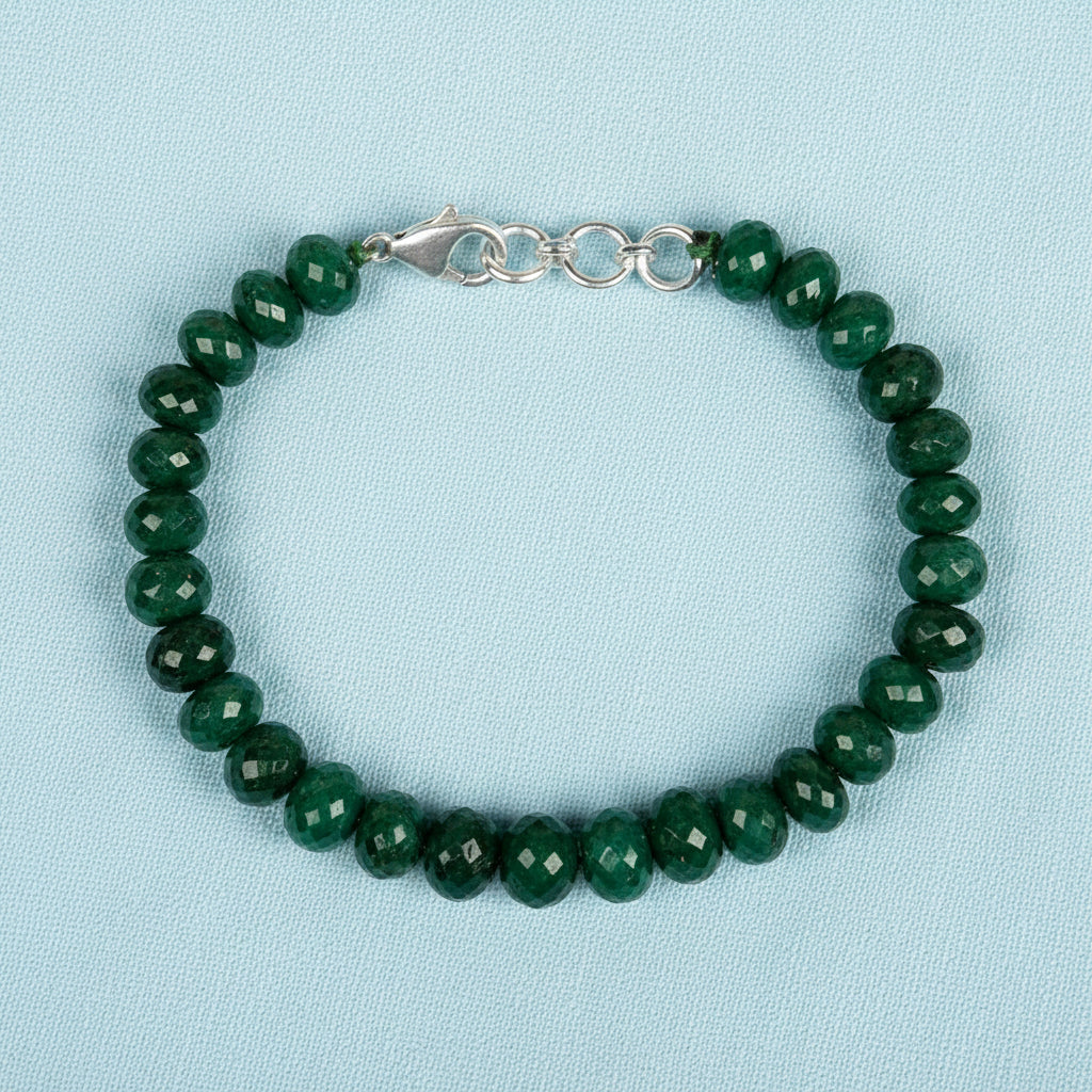 Emerald Faceted Beads Bracelet - 100 Carats