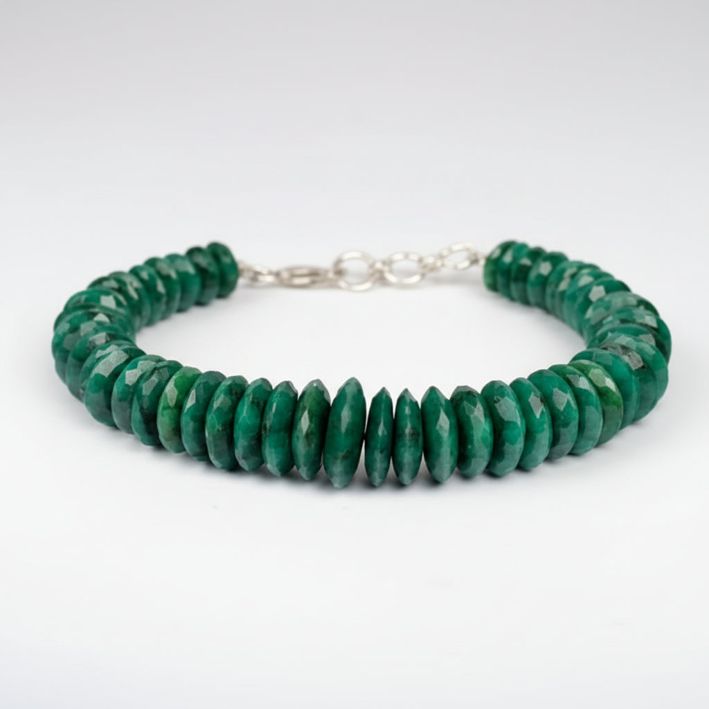 Emerald (Faceted Button Shape) Bracelet
