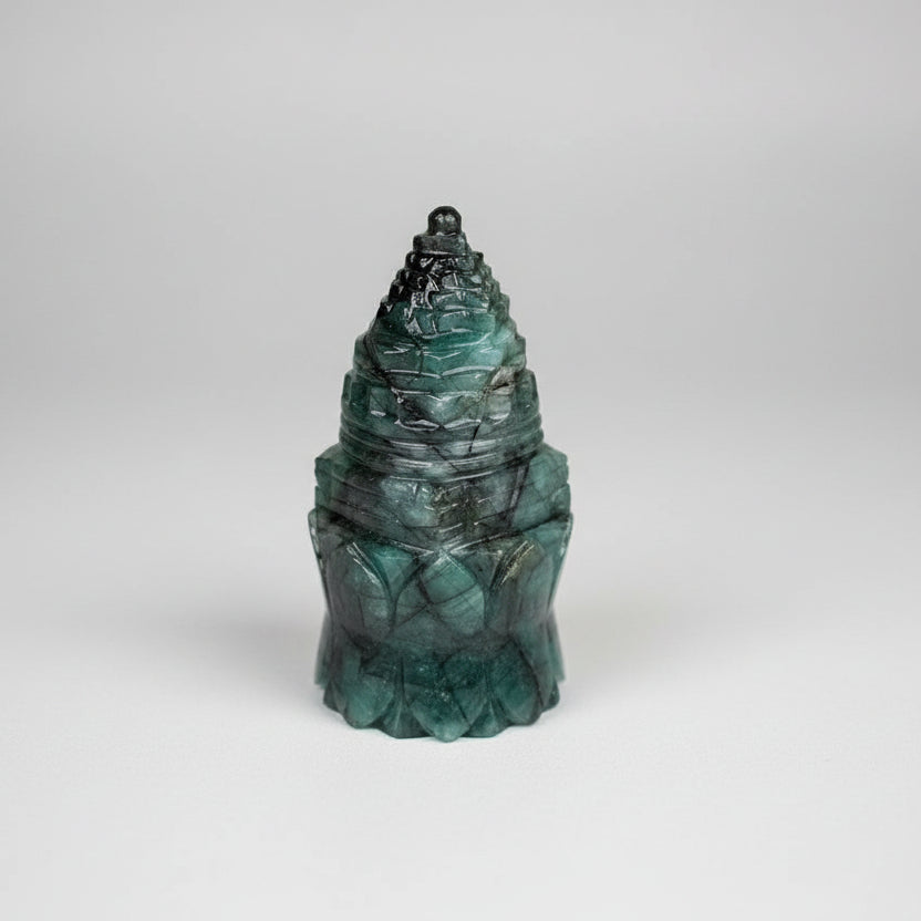 Emerald Shree Yantra on Lotus 388.25 carat