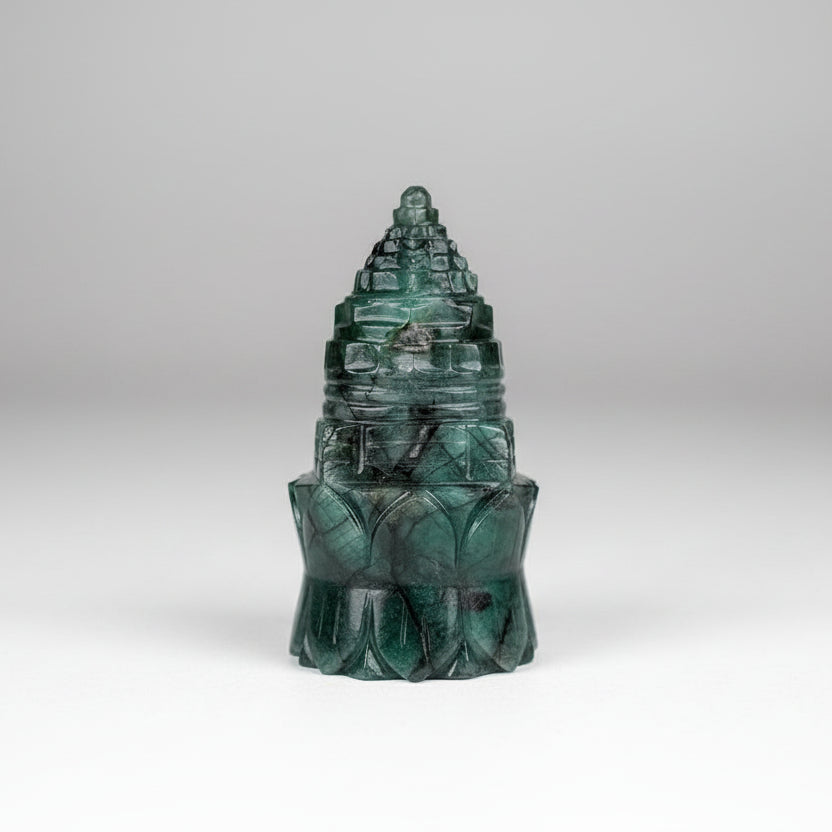 Emerald Shree Yantra on Lotus 388.25 carat