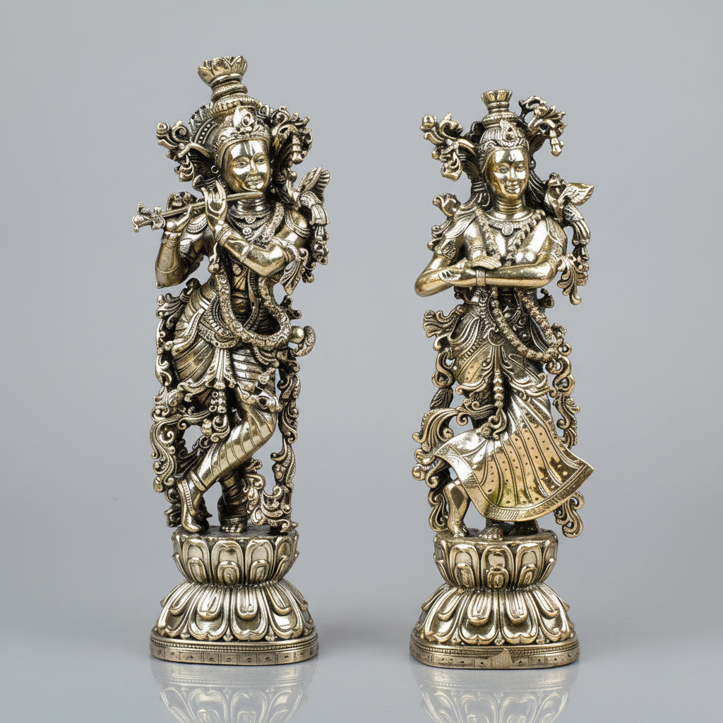 Exquisite Radha Krishna Ashtadhatu Idol