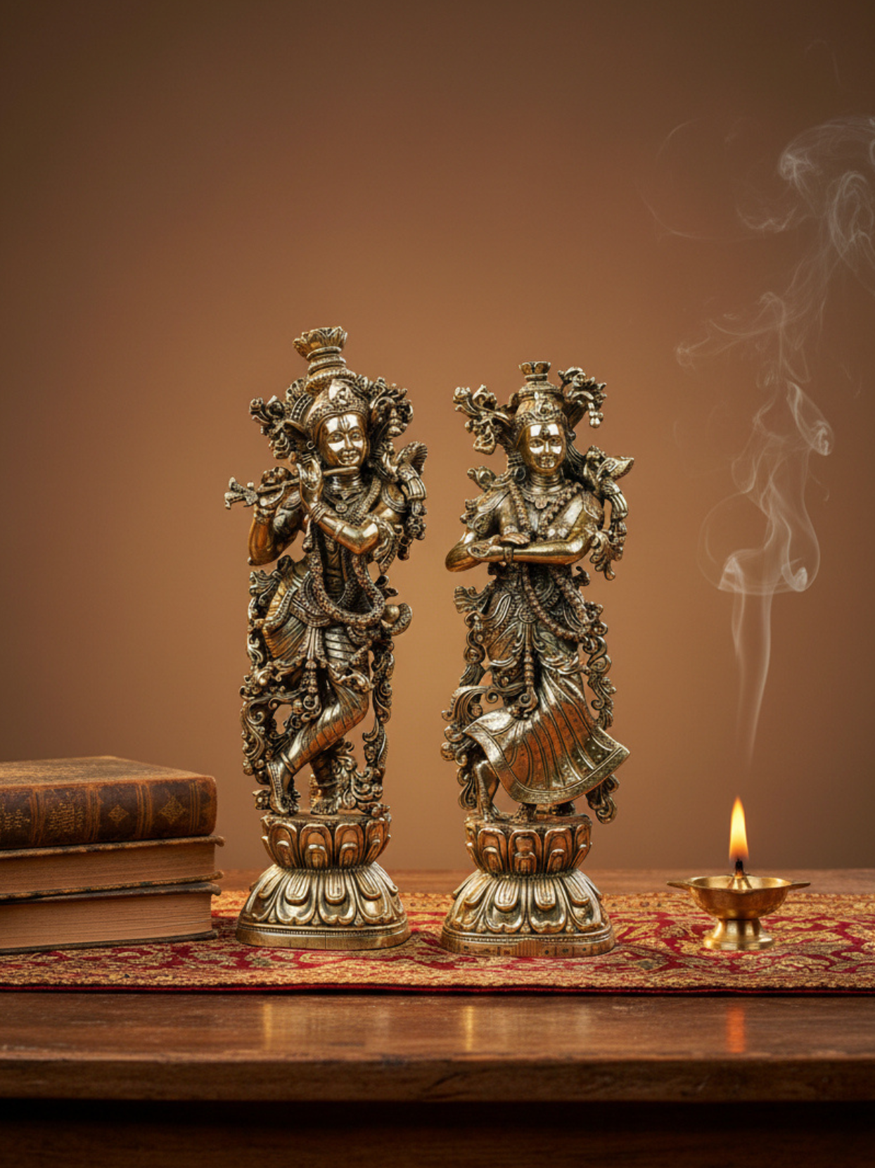 Exquisite Radha Krishna Ashtadhatu Idol Set Premium Tall Energised Divine Couple Murti