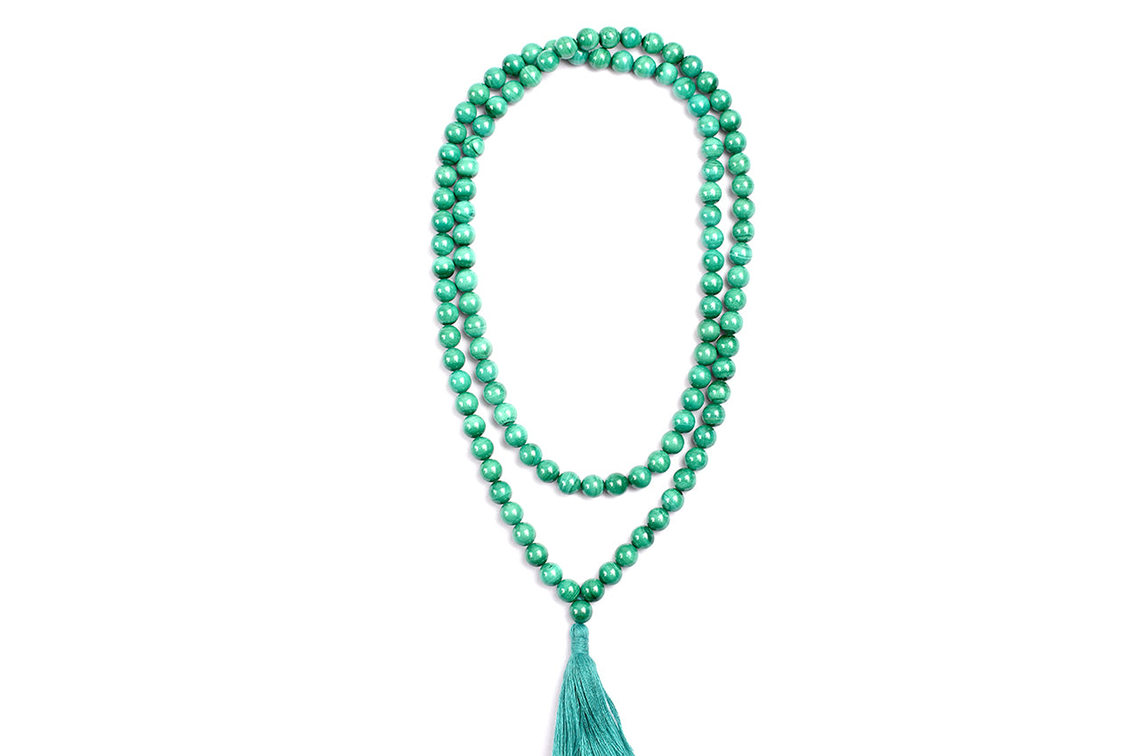 Malachite Round Mala-54 Beads (Size: 8 mm)