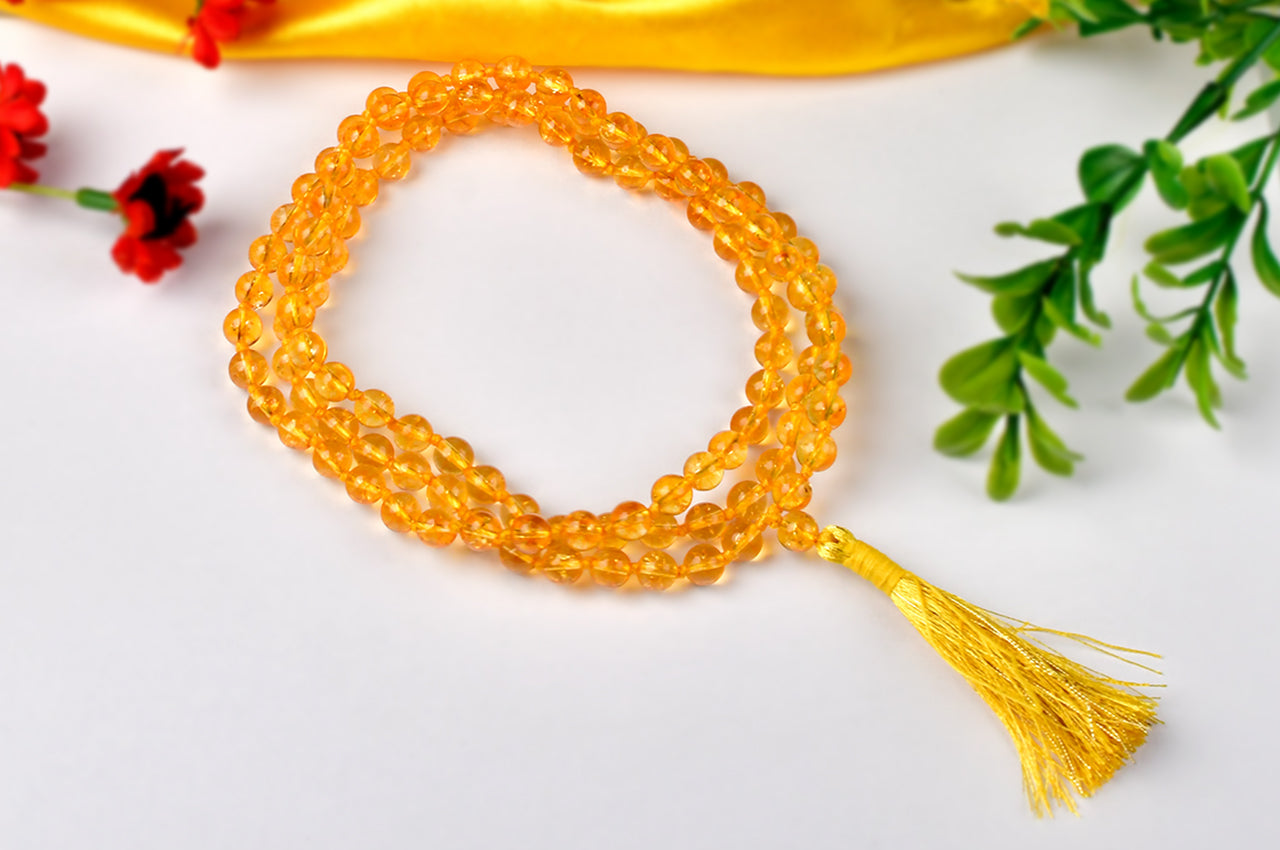 Yellow Citrine Rosary (6 mm)-108 Beads