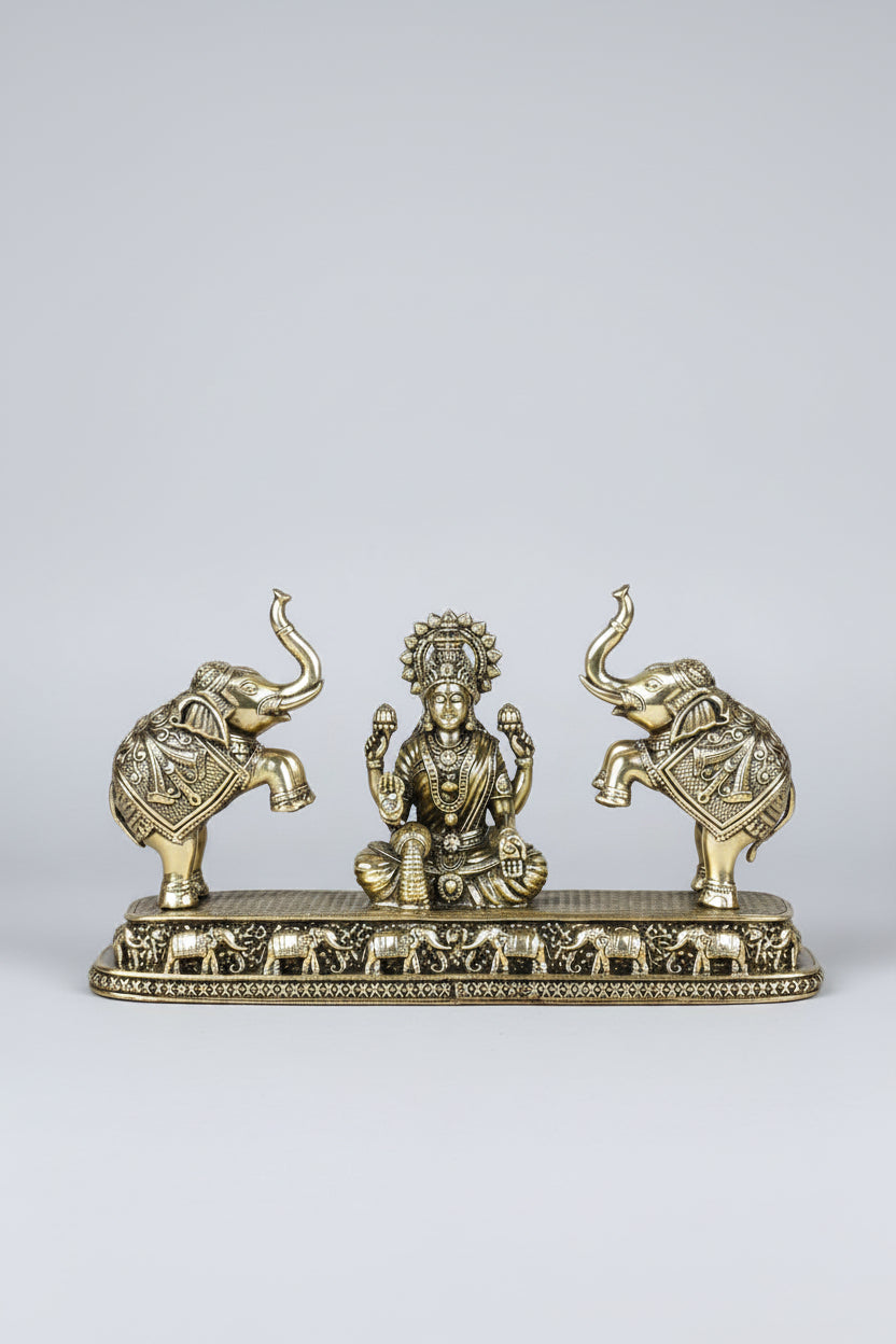Gaj Lakshmi Ashtadhatu Idol Energised Goddess Lakshmi with Elephants Murti