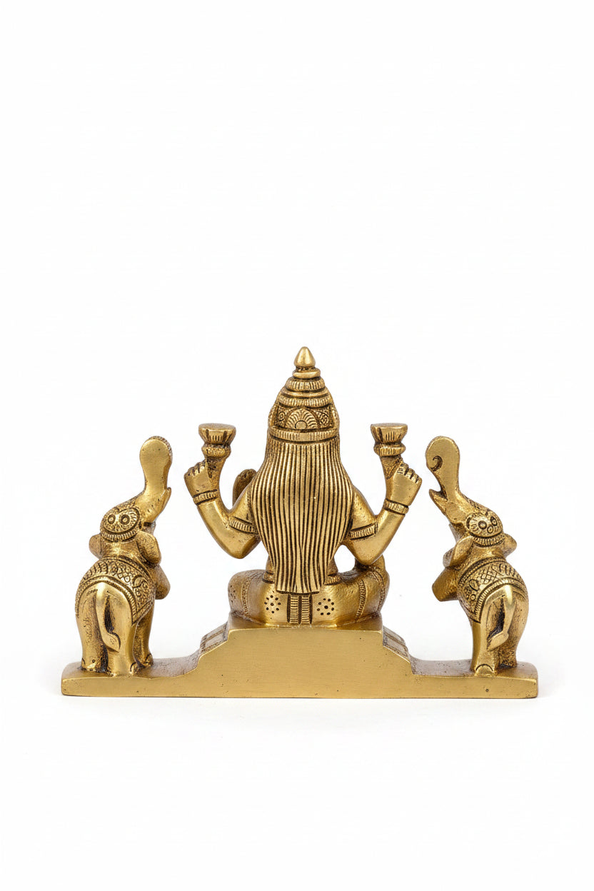 Gaja Lakshmi Brass Idol 3 Inch Handcrafted Goddess of Wealth and Abundance ManiMonk - ManiMonk