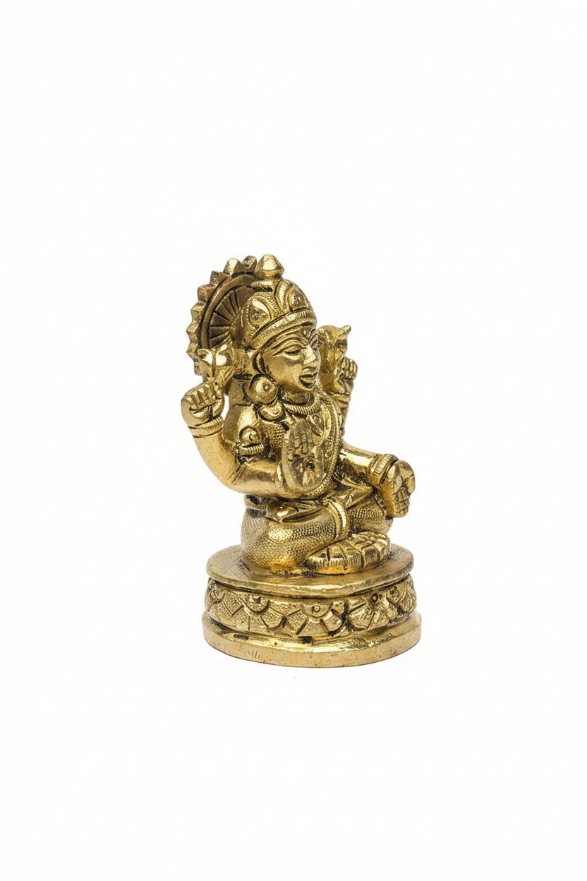 Ganesh Lakshmi Brass Idol Set Pure Brass Handcrafted 3.3 Inch - ManiMonk
