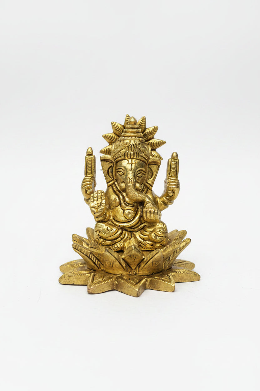 Ganesh Lakshmi Brass Idol Set for Home Puja and Temple Decor - ManiMonk
