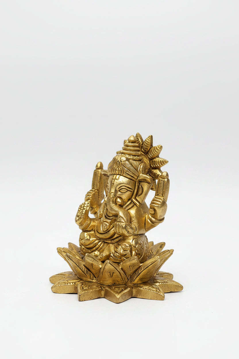 Ganesh Lakshmi Brass Idol Set for Home Puja and Temple Decor - ManiMonk