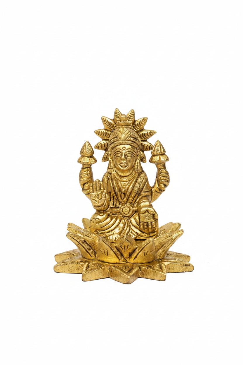 Ganesh Lakshmi Brass Idol Set for Home Puja and Temple Decor - ManiMonk